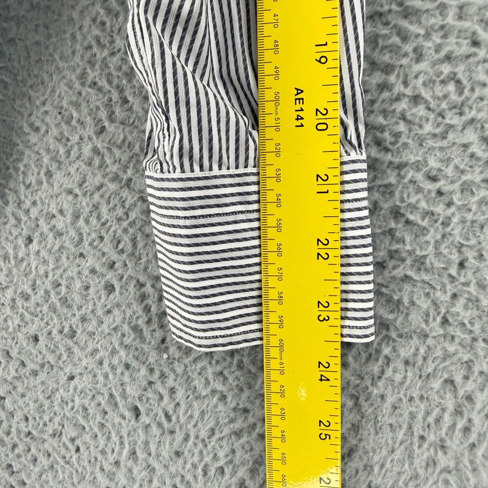 Ermenegildo Zegna Dress Shirt Mens Medium Gray White Stripe Slim Fit Button Down - Picture 7 of 16